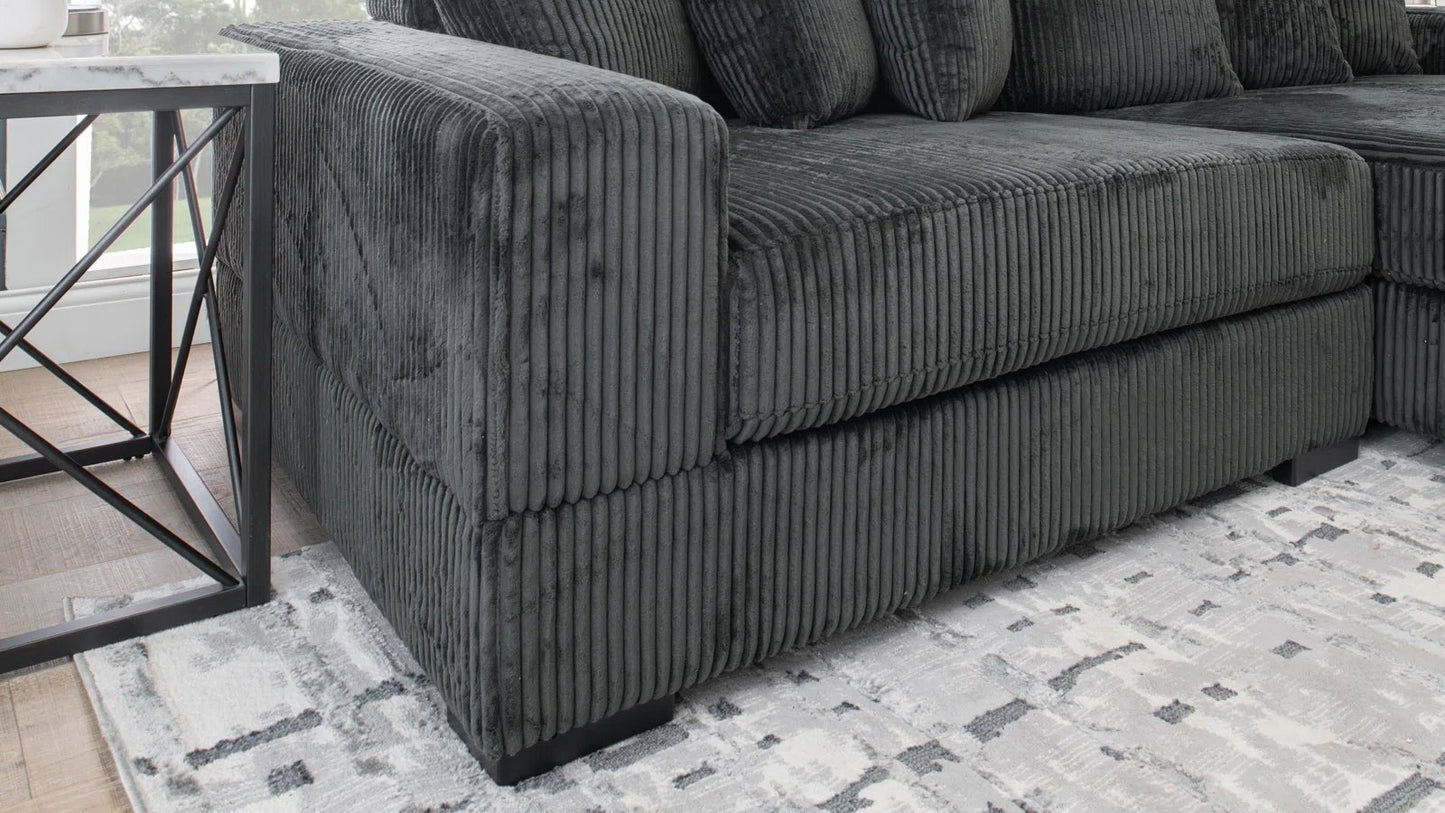 2-Piece Corduroy Sectional Sofa in Dark Gray – Front View

Compact Gray Sectional Sofa with Ribbed Upholstery

Minimalist Living Room Sofa Set – 2-Piece Corduroy

Small Space Sofa with Soft Corduroy Fabric

Modern Two-Piece Sectional in Light Gray Finish