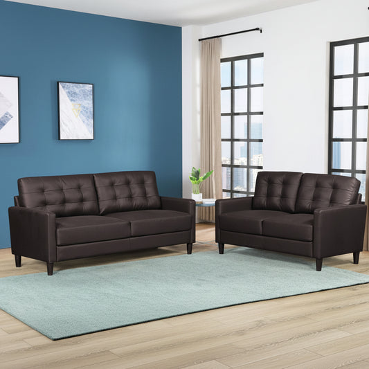 New 2 Piece Sofa Set & Loveseat Couch – Modern Living Room Furniture Combo - with Brown Combo | Sold by Uncle Wiener's Wholesale