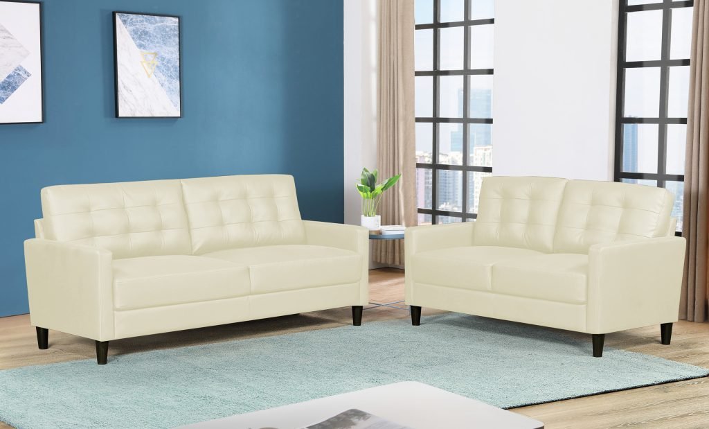 New 2 Piece Sofa Set & Loveseat Couch – Modern Living Room Furniture Combo - with Beige Combo | Sold by Uncle Wiener's Wholesale