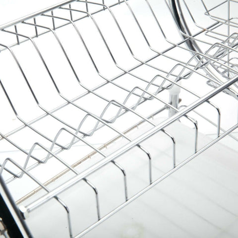 "2-Tier Metal Dish Drying Rack with Utensil Holder and Drain Board"

"Stainless Steel Countertop Dish Rack Organizer for Plates, Bowls, Mugs"

"Space-Saving Dual Layer Dish Drying Rack for Kitchen"

"Heavy Duty Dish Drainer Rack with Modern Silver Finish"

"Compact Metal Dish Drying Rack with Drainage Tray"