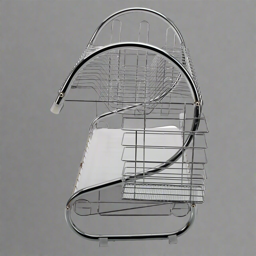 "2-Tier Metal Dish Drying Rack with Utensil Holder and Drain Board"

"Stainless Steel Countertop Dish Rack Organizer for Plates, Bowls, Mugs"

"Space-Saving Dual Layer Dish Drying Rack for Kitchen"

"Heavy Duty Dish Drainer Rack with Modern Silver Finish"

"Compact Metal Dish Drying Rack with Drainage Tray"