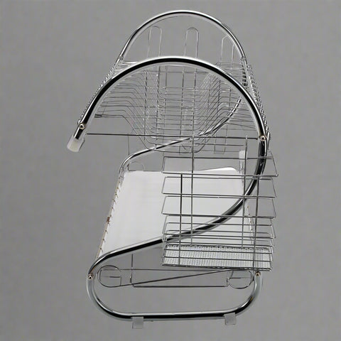 "2-Tier Metal Dish Drying Rack with Utensil Holder and Drain Board"

"Stainless Steel Countertop Dish Rack Organizer for Plates, Bowls, Mugs"

"Space-Saving Dual Layer Dish Drying Rack for Kitchen"

"Heavy Duty Dish Drainer Rack with Modern Silver Finish"

"Compact Metal Dish Drying Rack with Drainage Tray"