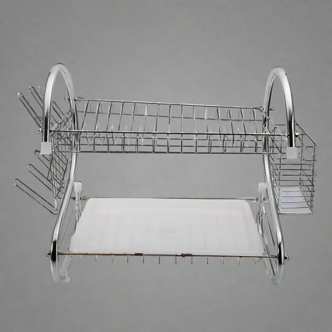 "2-Tier Metal Dish Drying Rack with Utensil Holder and Drain Board"

"Stainless Steel Countertop Dish Rack Organizer for Plates, Bowls, Mugs"

"Space-Saving Dual Layer Dish Drying Rack for Kitchen"

"Heavy Duty Dish Drainer Rack with Modern Silver Finish"

"Compact Metal Dish Drying Rack with Drainage Tray"