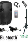 New 2 - Way Rechargeable Bluetooth PA Speaker – Portable Karaoke Machine with Wireless Mic & LED Lights K115 - with | Sold by Uncle Wiener's Wholesale