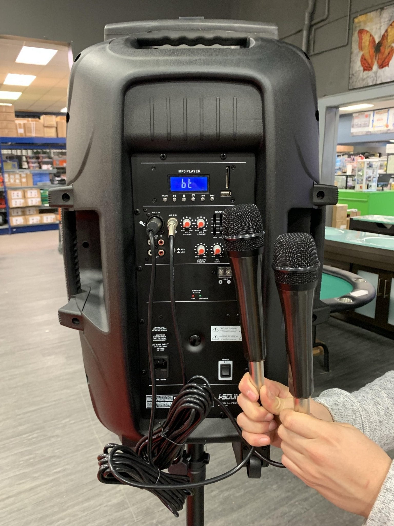 New 2 - Way Rechargeable Bluetooth PA Speaker – Portable Karaoke Machine with Wireless Mic & LED Lights K115 - with | Sold by Uncle Wiener's Wholesale