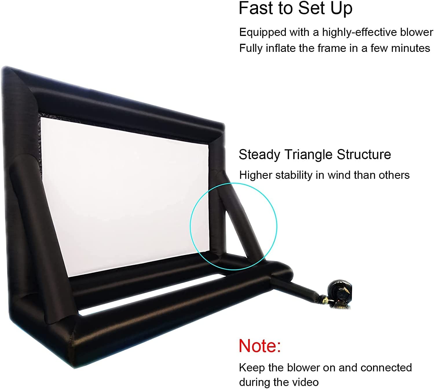20-foot inflatable outdoor projector screen with blower
Backyard cinema inflatable movie screen 16:9 aspect
Front and rear projection inflatable screen for events
Portable large inflatable movie screen with carry bag
Outdoor inflatable projection screen with air pump