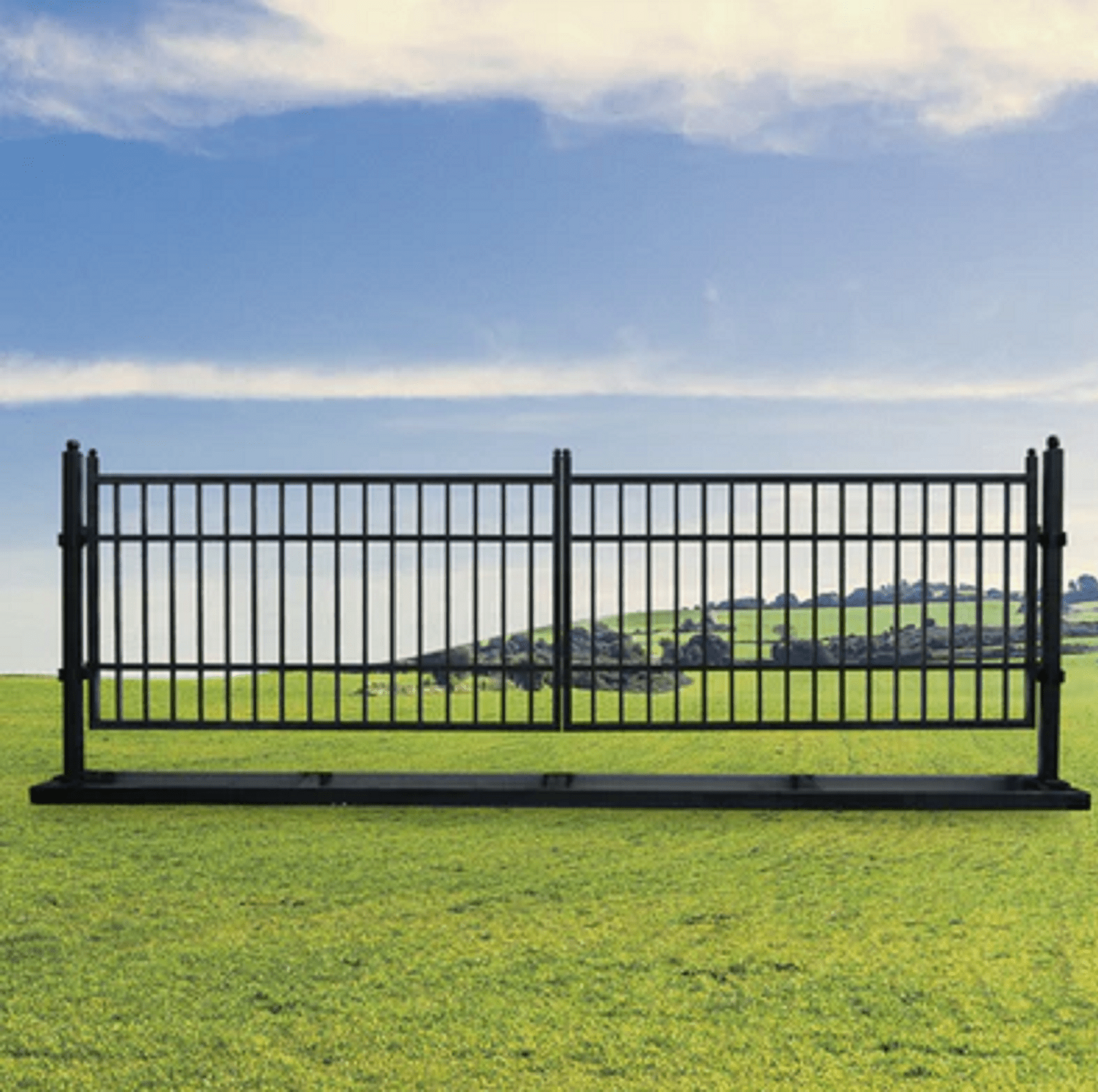 20 FT Galvanized Steel Farm Driveway Gate with Black Powder-Coated Finish – TM18NCC