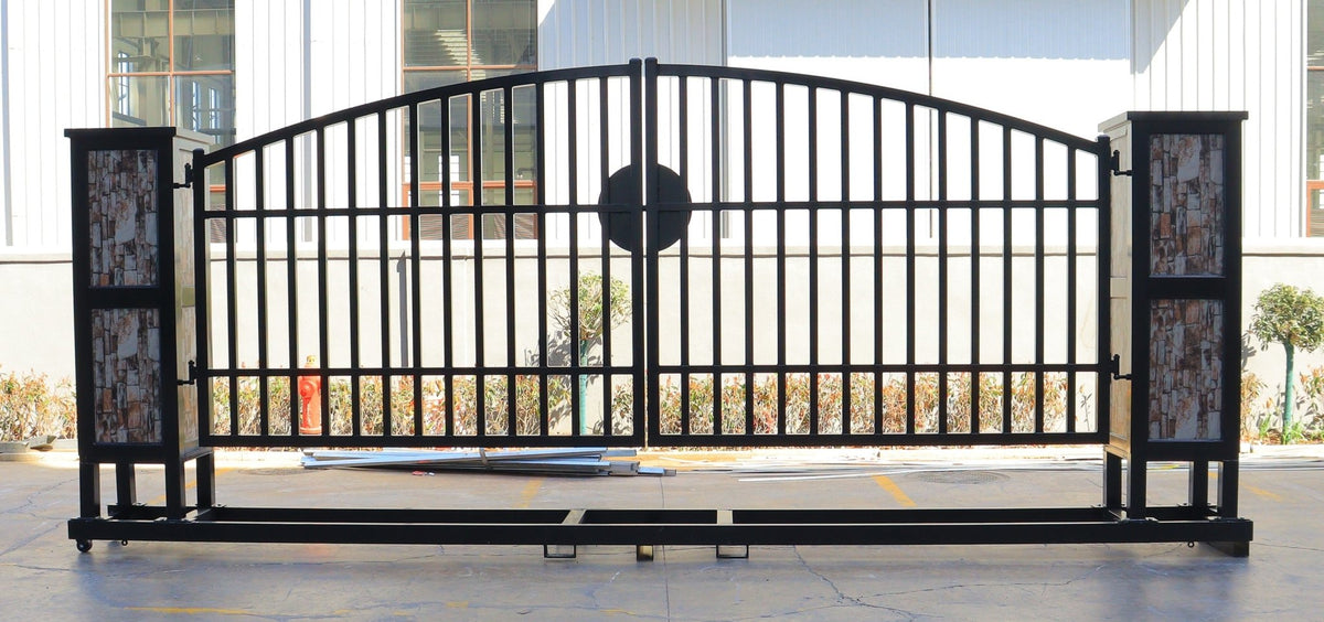 NEW 20 FT Metal Farm Gate | Driveway Entry Design Dual-Swing Gate Kit ...