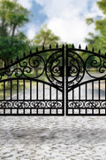 20ft dual swing black metal farm gate for driveway entry

weather-resistant steel driveway gate installed on a farm

heavy-duty driveway gate with powder-coated finish

Metal entrance gate kit with mounting hardware included

black steel gate for rural property or acreage driveway