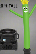 20 FT Inflatable Sky Dancer with Blower – Wacky Waving Man for Outdoor Advertising Colorful inflatable air tube man in red, green, and blue with 18” blower base