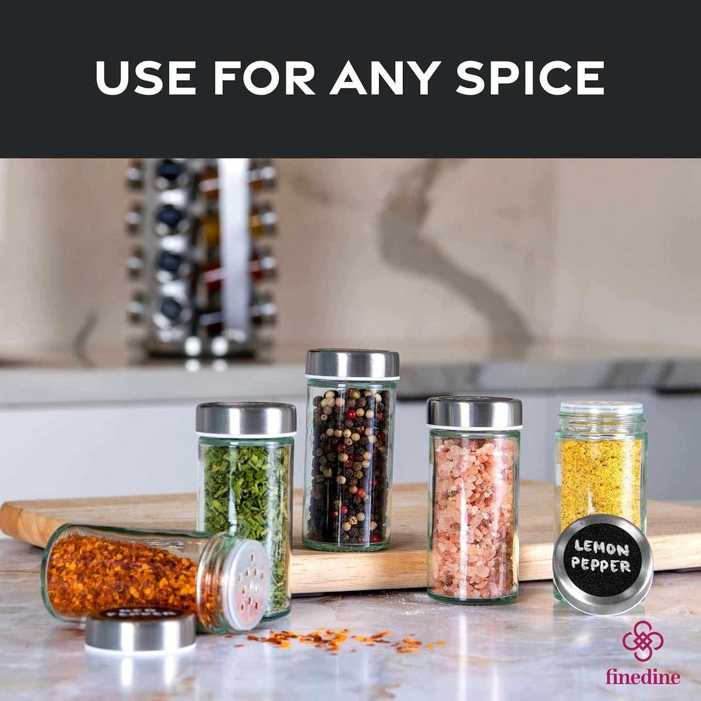 "20 Jar Rotating Stainless Steel Spice Rack with Pre-Filled Jars – Front View"

"Organize Spices Easily with 20 Jar Stainless Steel Carousel Rack"

"Compact Rotating Spice Rack Organizer with Labeled Glass Jars"

"Modern Stainless Steel Kitchen Spice Storage – 20 Jar Set"

