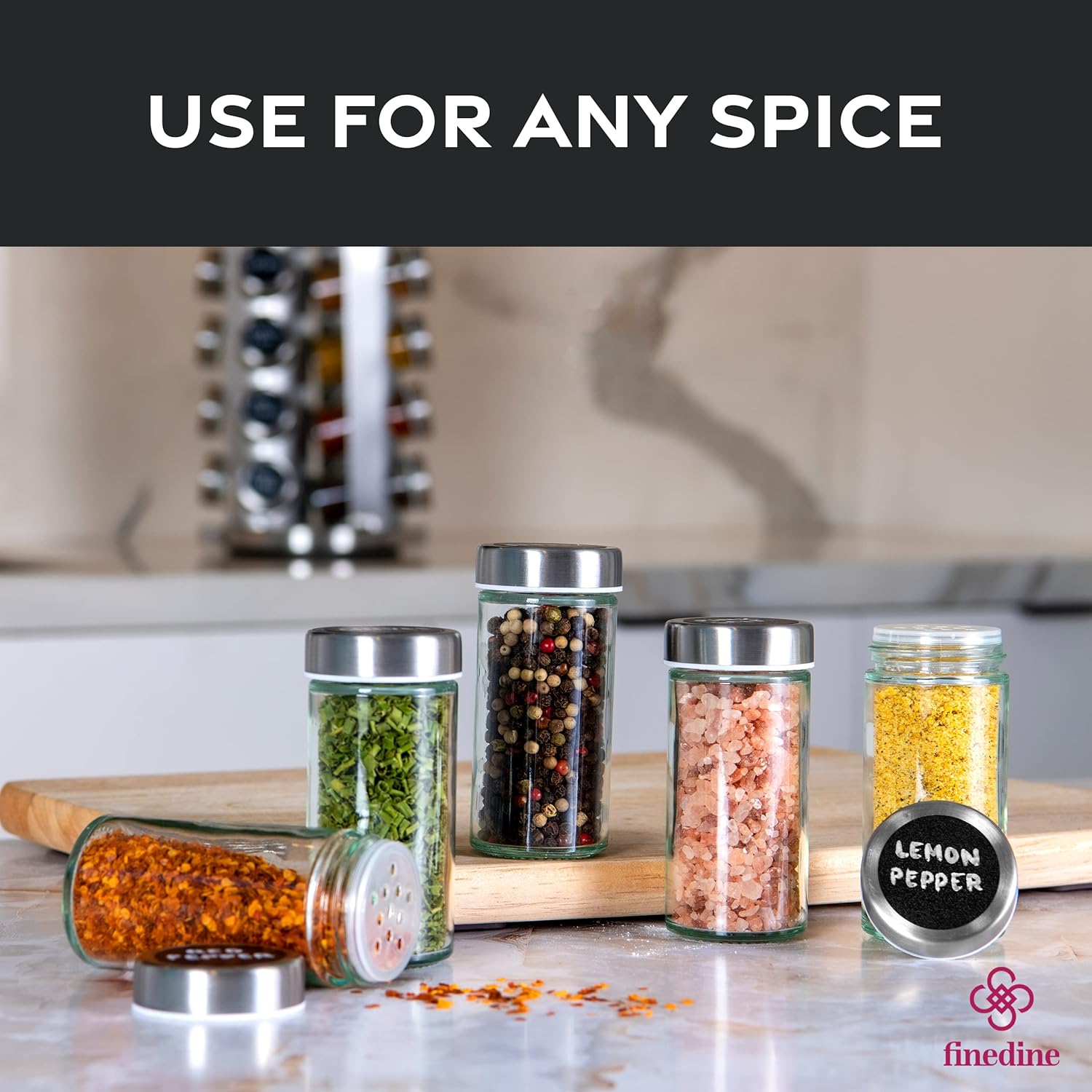 "20 Jar Rotating Stainless Steel Spice Rack with Pre-Filled Jars – Front View"

"Organize Spices Easily with 20 Jar Stainless Steel Carousel Rack"

"Compact Rotating Spice Rack Organizer with Labeled Glass Jars"

"Modern Stainless Steel Kitchen Spice Storage – 20 Jar Set"

