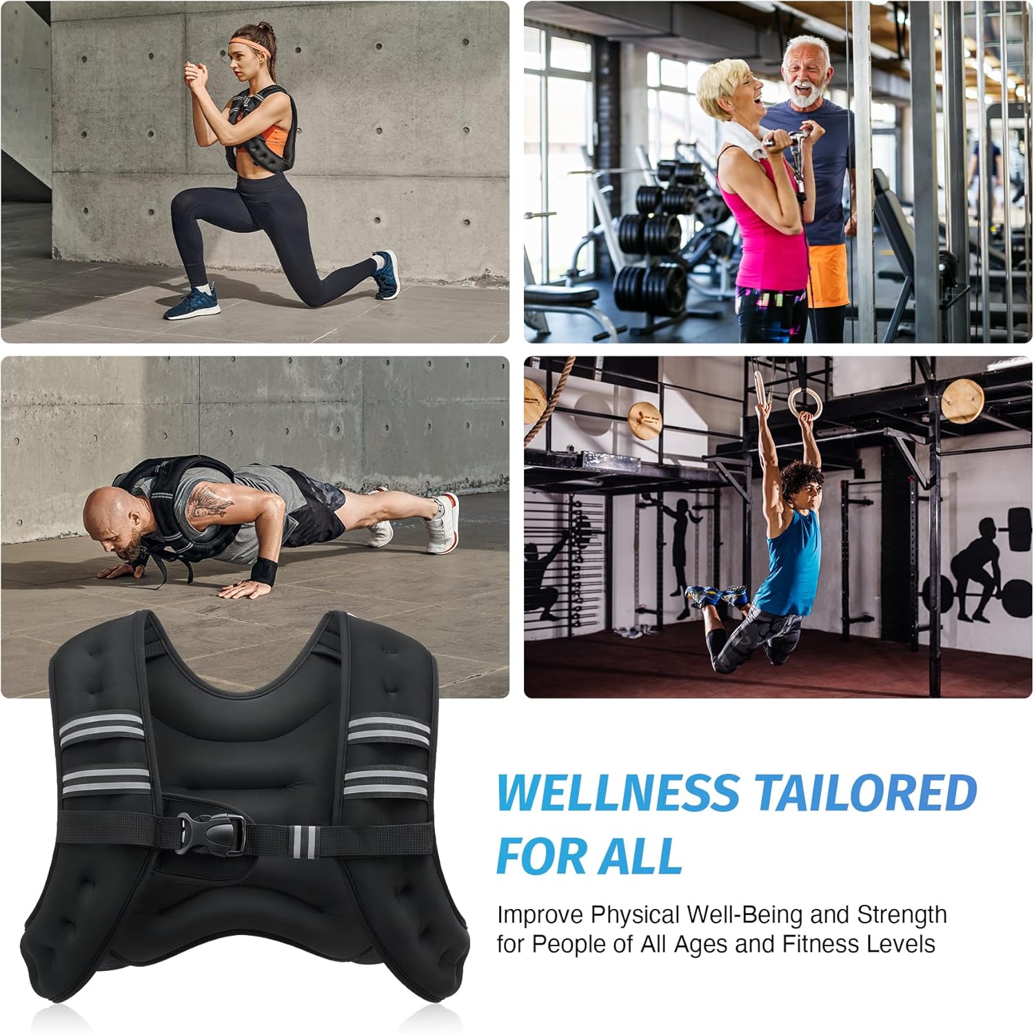20 lb Weighted Training Vest ��� Black with Reflective Strips for Running, Fitness, and Cardio Wo