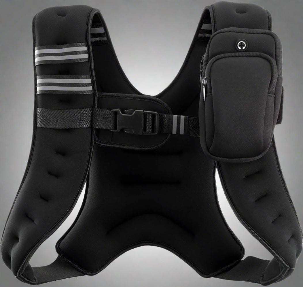 20 lb Weighted Training Vest ��� Black with Reflective Strips for Running, Fitness, and Cardio Wo