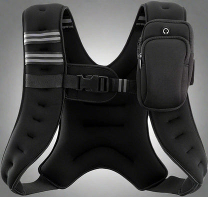 20 lb Weighted Training Vest ��� Black with Reflective Strips for Running, Fitness, and Cardio Wo