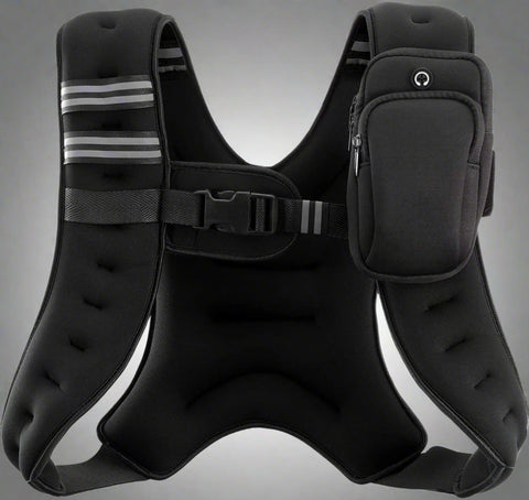 20 lb Weighted Training Vest – Black with Reflective Strips for Running, Fitness, and Cardio Workouts