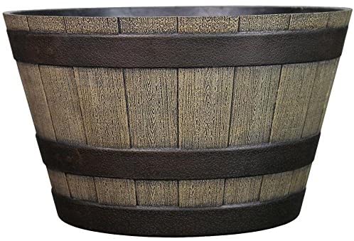 New 20″ Whiskey Barrel Garden Planter – Rustic Outdoor Wooden Flower Pot 053006 - with | Sold by Uncle Wiener's Wholesale