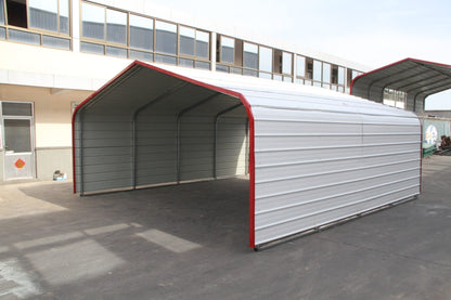 20x20 FT Metal Carport Garage Shed Front View

20x30 FT Heavy Duty Enclosed Metal Carport

12x40 FT Metal Storage Building for Farm and Vehicles

Reinforced Metal Garage Shed with Vertical Roof Panels