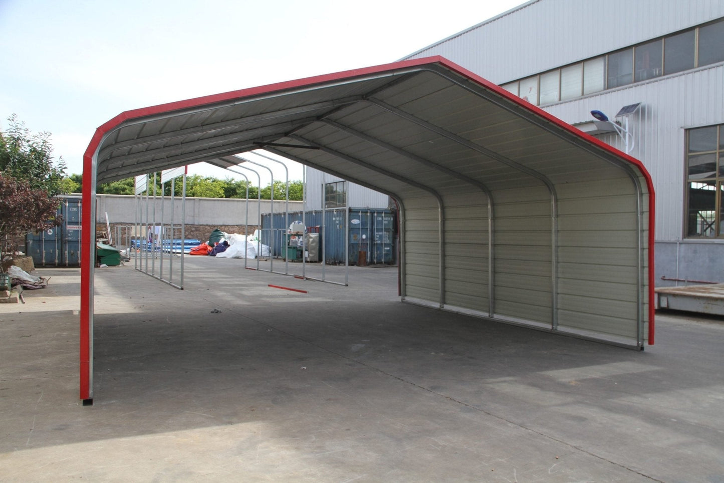 20x20 FT Metal Carport Garage Shed Front View

20x30 FT Heavy Duty Enclosed Metal Carport

12x40 FT Metal Storage Building for Farm and Vehicles

Reinforced Metal Garage Shed with Vertical Roof Panels