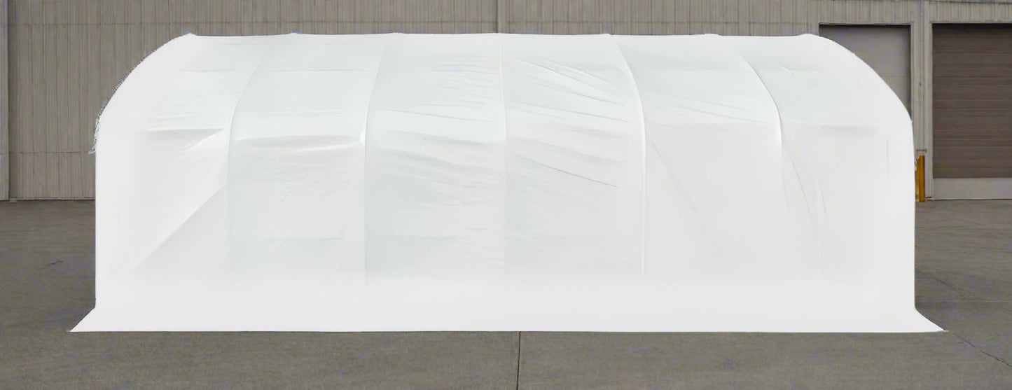 20x30 straight wall peak ceiling shelter with PVC cover – front view
Inside view of industrial-grade PVC storage shelter with steel frame
Roll-up zippered door on heavy-duty 20x30 equipment storage shelter
Installation-ready white PVC storage building for commercial use