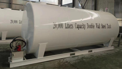 Skidded double wall 20,000L fuel tank with electric pump
40,000L fuel tank with ladder and hose reel for diesel or gas
Commercial double wall fuel tank with 50 ft pump hose