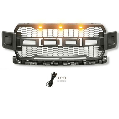 NEW 2018 - 2020 Ford F - 150 Raptor Style Grill w/ LED Lights FD001G - with | Sold by Uncle Wiener's Wholesale