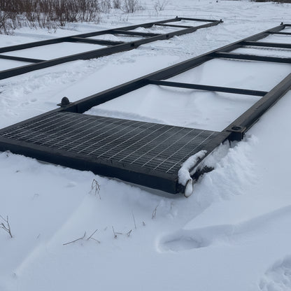 24FT container skid with forklift pockets and steel grating – Model 522624
Heavy-duty 44FT container base for transport and storage – Model 522644