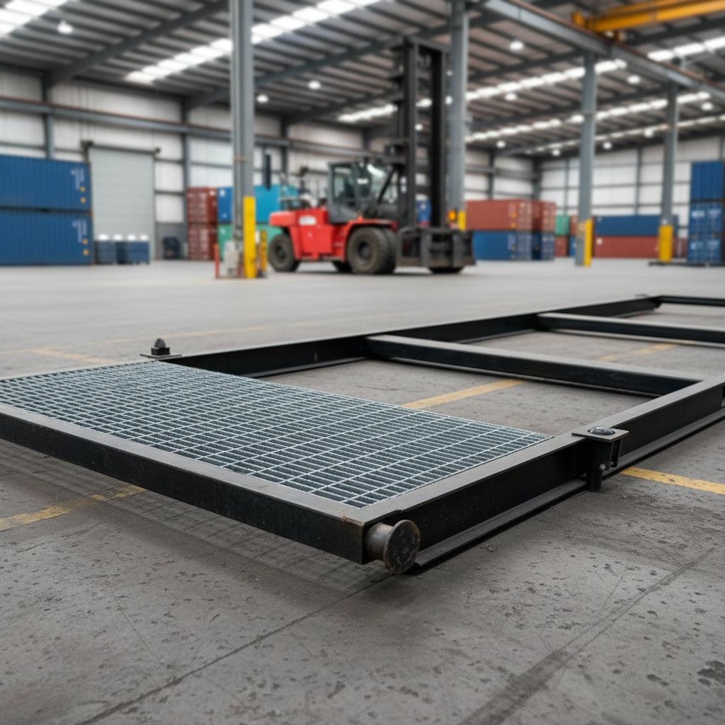24FT container skid with forklift pockets and steel grating – Model 522624
Heavy-duty 44FT container base for transport and storage – Model 522644