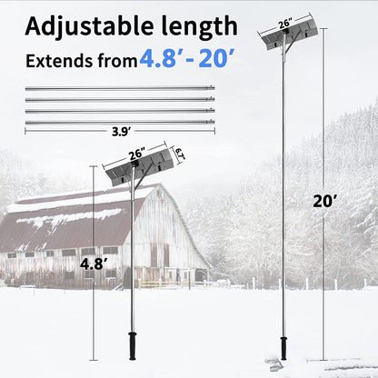 New 20FT Telescopic Aluminum Roof Snow Rake – Lightweight Snow Removal Shovel with Blade S1164 - with | Sold by Uncle Wiener's Wholesale