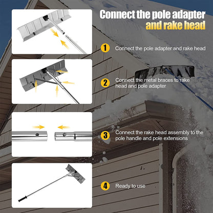 New 20FT Telescopic Aluminum Roof Snow Rake – Lightweight Snow Removal Shovel with Blade S1164 - with | Sold by Uncle Wiener's Wholesale