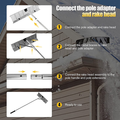 New 20FT Telescopic Aluminum Roof Snow Rake – Lightweight Snow Removal Shovel with Blade S1164 - with | Sold by Uncle Wiener's Wholesale