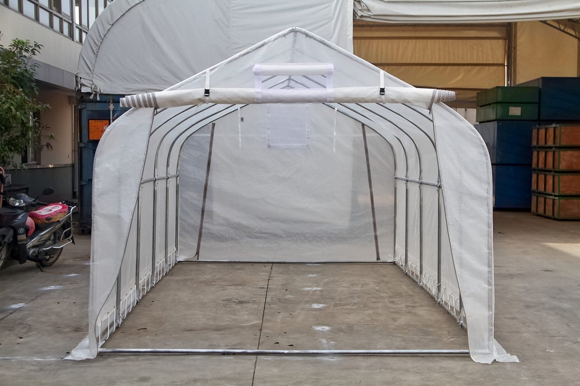 “10x10 walk-in commercial greenhouse with steel frame and canopy”

“Inside view of heavy-duty 10x20 greenhouse for vegetables”

“Zipper door greenhouse for backyard gardening setup”

“Greenhouse tent with reinforced polyester canopy and support frame”