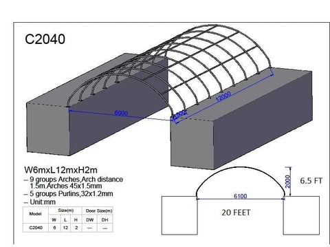 Heavy-duty truss fabric storage buildings – 20x20, 20x40, 40x40 sizes – container shelter with galvanized steel frame and PE cover