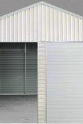 “Front view of 21x19 FT metal garage shed with electric roll-up doors”

“Side view of heavy-duty double metal garage shed structure”

“Spacious steel shed ideal for vehicle or equipment storage”