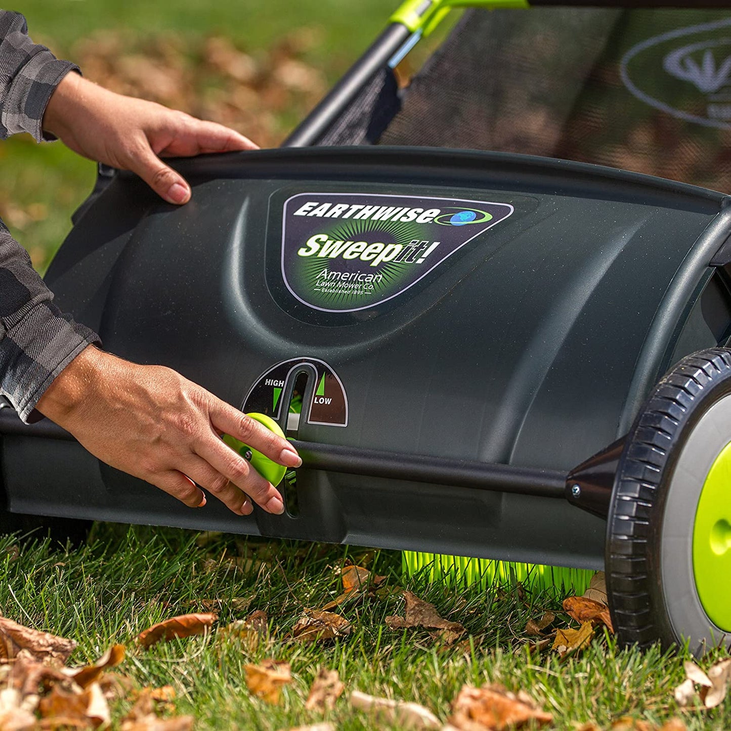 New 21 in Push Lawn Sweeper with Collection Bag – Adjustable Height | SKU: WTS00121 - with | Sold by Uncle Wiener's Wholesale
