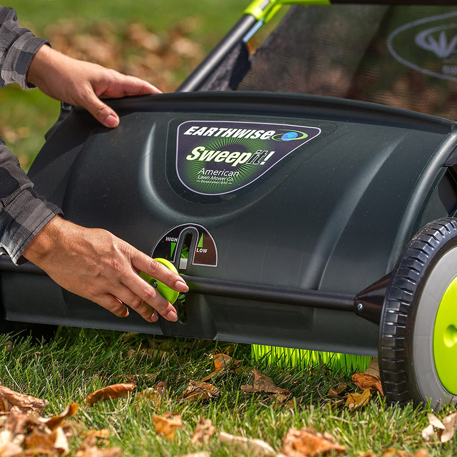 New 21 in Push Lawn Sweeper with Collection Bag – Adjustable Height | SKU: WTS00121 - with | Sold by Uncle Wiener's Wholesale