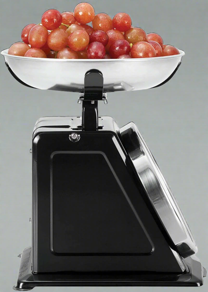 "22 LB retro kitchen scale with stainless steel bowl – silver design"

"Mechanical dial kitchen scale – black & silver classic model"

"Analog kitchen scale for food prep – vintage look, 410MKS"