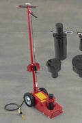 22 Ton Air Hydraulic Floor Jack – Full Side View in Red
35 Ton Air Hydraulic Jack with Adapters – Black Finish
Heavy-Duty Floor Jack Set – Both Sizes with Components
22 & 35 Ton Air Jacks – Extended Handle Setup
Close-Up of Hydraulic Lift Mechanism and Controls
Heavy-Duty Wheels and Lifting Saddle – Air Jack Detail