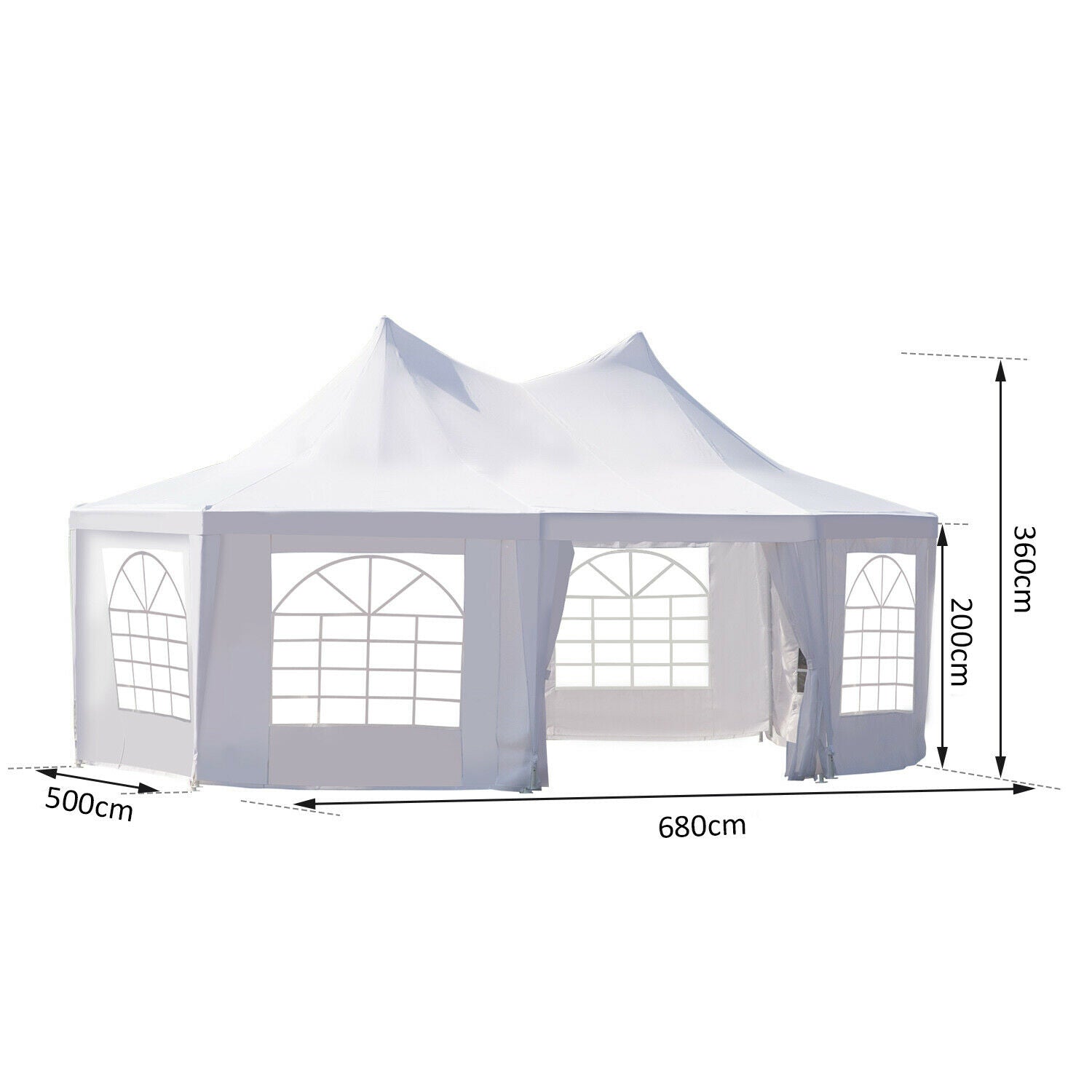 New 22 x 16 Ft Octagon PVC Party Tent – Waterproof High Roof Event Canopy with Church Windows – SKU S3074 - with | Sold by Uncle Wiener's Wholesale