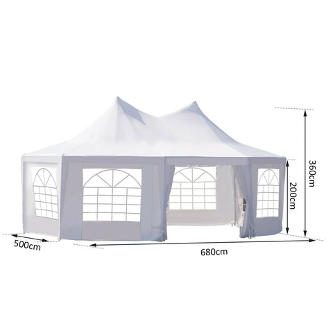 New 22 x 16 Ft Octagon PVC Party Tent – Waterproof High Roof Event Canopy with Church Windows – SKU S3074 - with | Sold by Uncle Wiener's Wholesale
