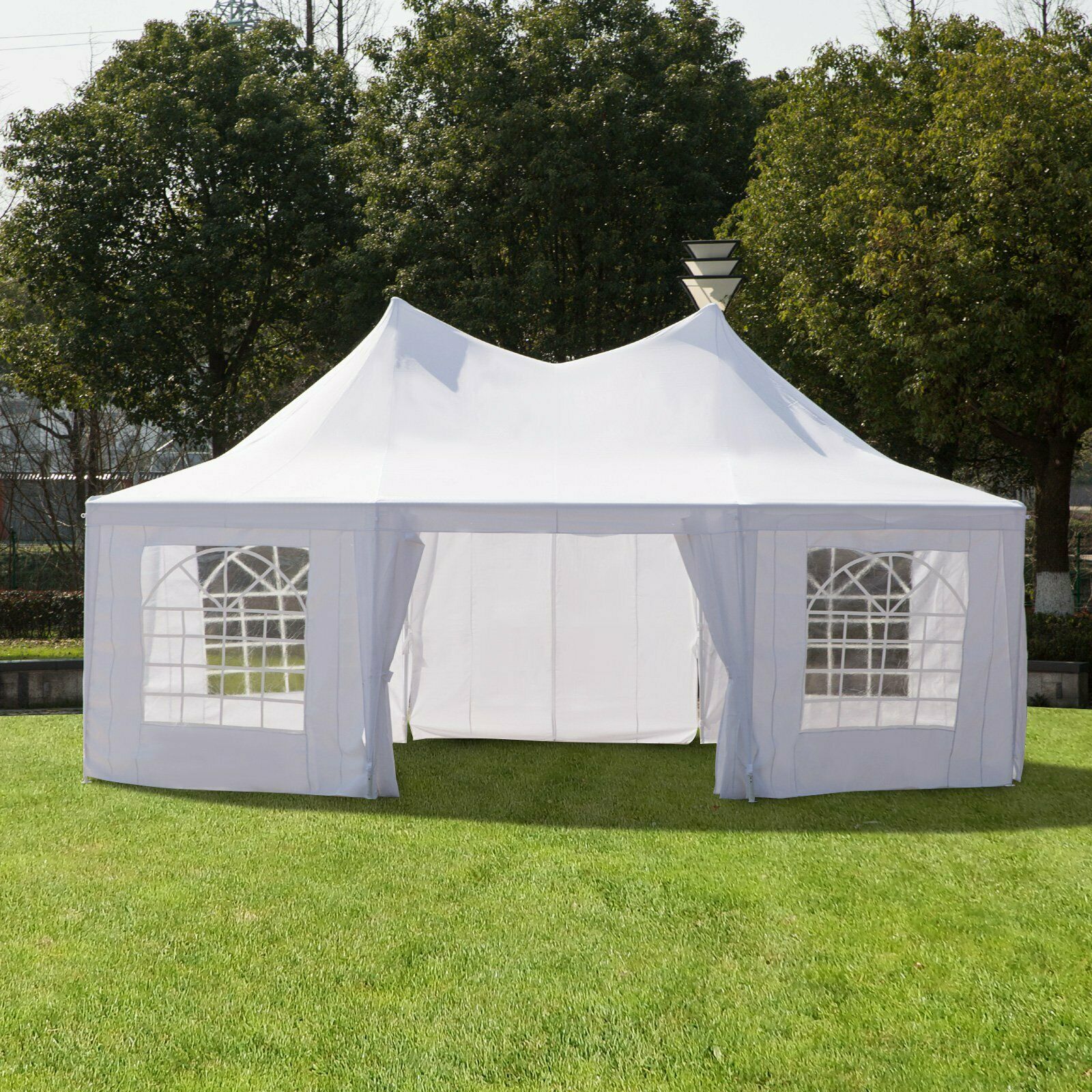 New 22 x 16 Ft Octagon PVC Party Tent – Waterproof High Roof Event Canopy with Church Windows – SKU S3074 - with | Sold by Uncle Wiener's Wholesale