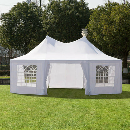 New 22 x 16 Ft Octagon PVC Party Tent – Waterproof High Roof Event Canopy with Church Windows – SKU S3074 - with | Sold by Uncle Wiener's Wholesale