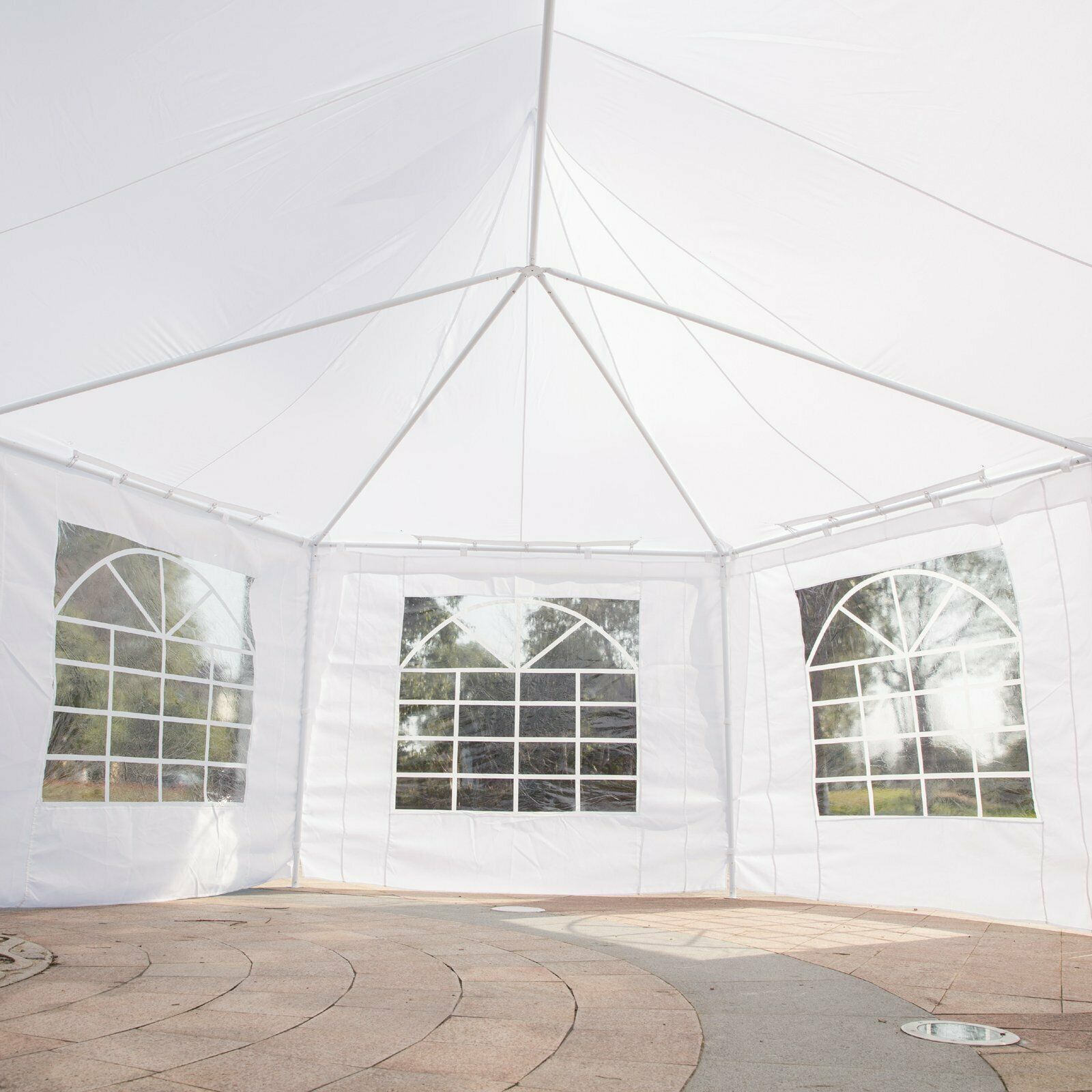 New 22 x 16 Ft Octagon PVC Party Tent – Waterproof High Roof Event Canopy with Church Windows – SKU S3074 - with | Sold by Uncle Wiener's Wholesale