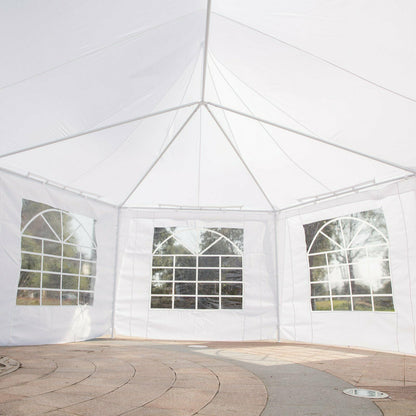 New 22 x 16 Ft Octagon PVC Party Tent – Waterproof High Roof Event Canopy with Church Windows – SKU S3074 - with | Sold by Uncle Wiener's Wholesale