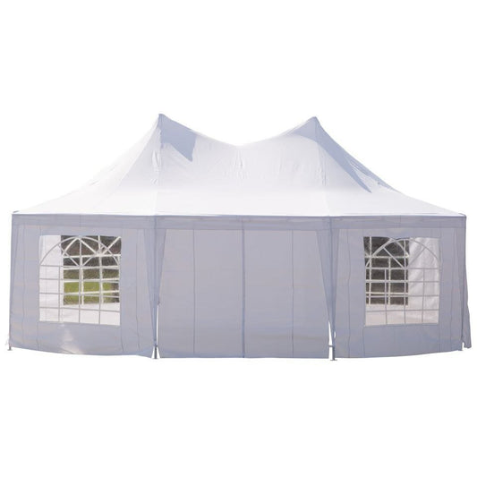 New 22 x 16 Ft Octagon PVC Party Tent – Waterproof High Roof Event Canopy with Church Windows – SKU S3074 - with | Sold by Uncle Wiener's Wholesale
