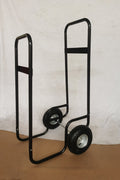 Heavy-duty firewood cart with wheels and black steel frame
220 lb wood carrier with firewood rack design
Outdoor firewood rolling cart for hauling logs
All-terrain log carrier with upright storage option