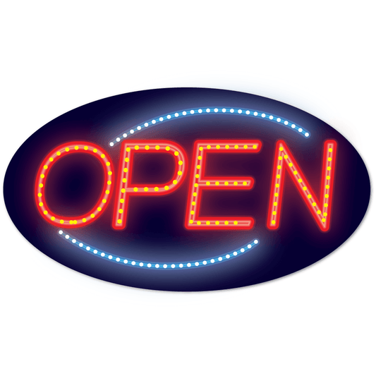 NEW 23" x 14" LED Neon OPEN Sign – Red & Blue Lighted Display – Model 225545 - with | Sold by Uncle Wiener's Wholesale