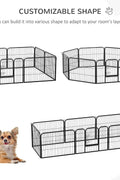 Outdoor 24-panel metal dog playpen in backyard

Heavy-duty dog fence setup with black powder-coated panels

Large modular dog run for multiple pets

Rectangle layout of outdoor dog enclosure

Secure outdoor pet fence with gate access