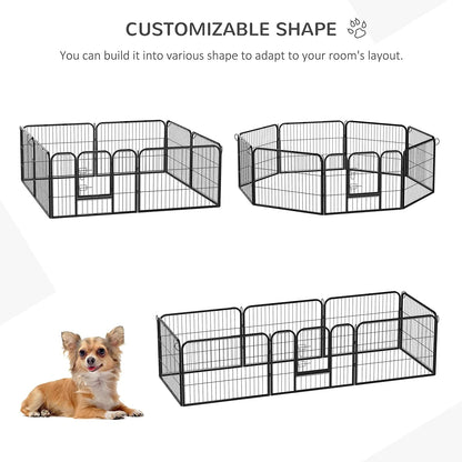 Outdoor 24-panel metal dog playpen in backyard

Heavy-duty dog fence setup with black powder-coated panels

Large modular dog run for multiple pets

Rectangle layout of outdoor dog enclosure

Secure outdoor pet fence with gate access