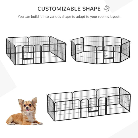 Outdoor 24-panel metal dog playpen in backyard

Heavy-duty dog fence setup with black powder-coated panels

Large modular dog run for multiple pets

Rectangle layout of outdoor dog enclosure

Secure outdoor pet fence with gate access